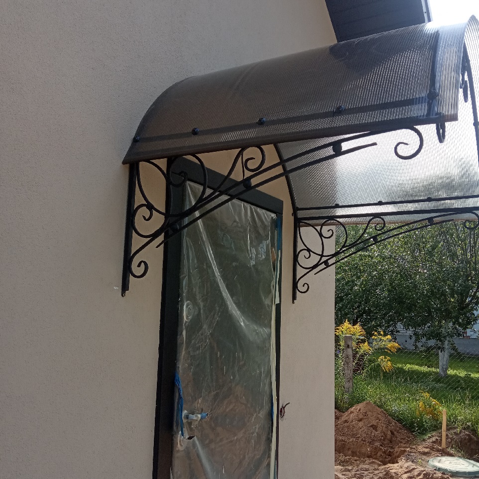 Козырек металлический, кованый, арочный с поликарбонатом 7,3