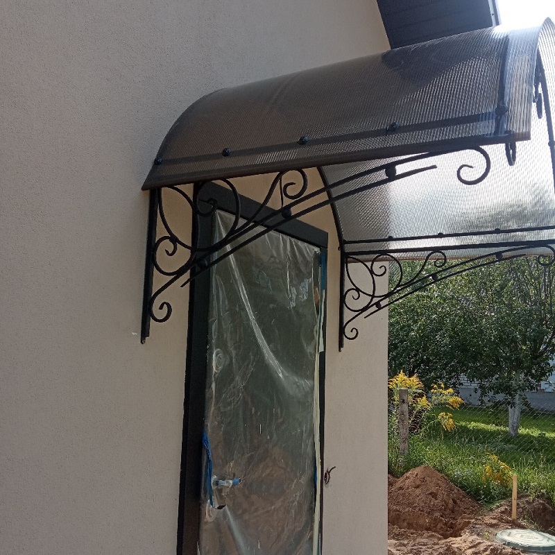 Козырек металлический, кованый, арочный с поликарбонатом 7,3