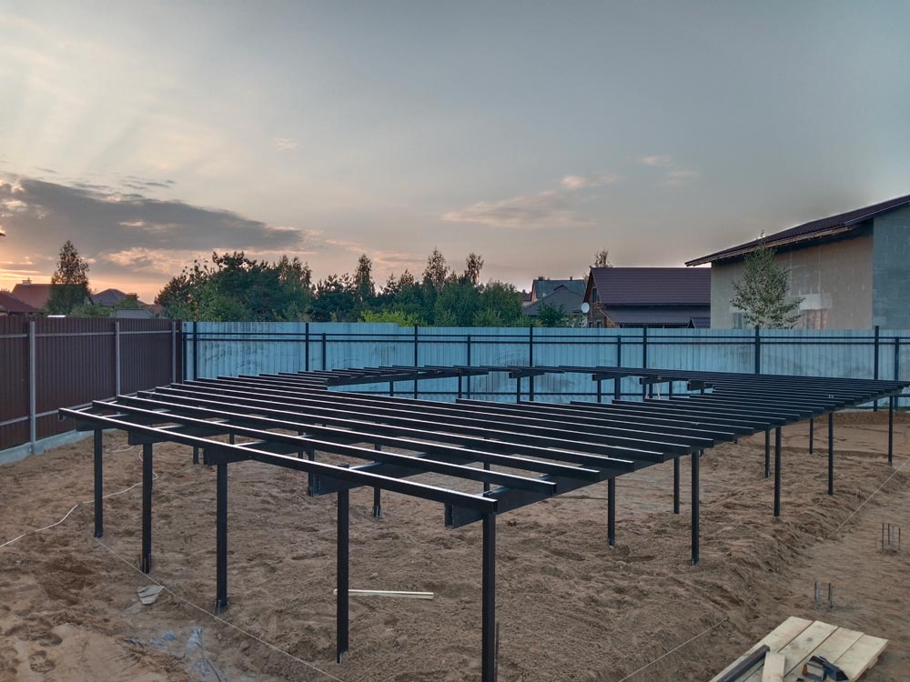 Каркас террасы под круглый бассейн