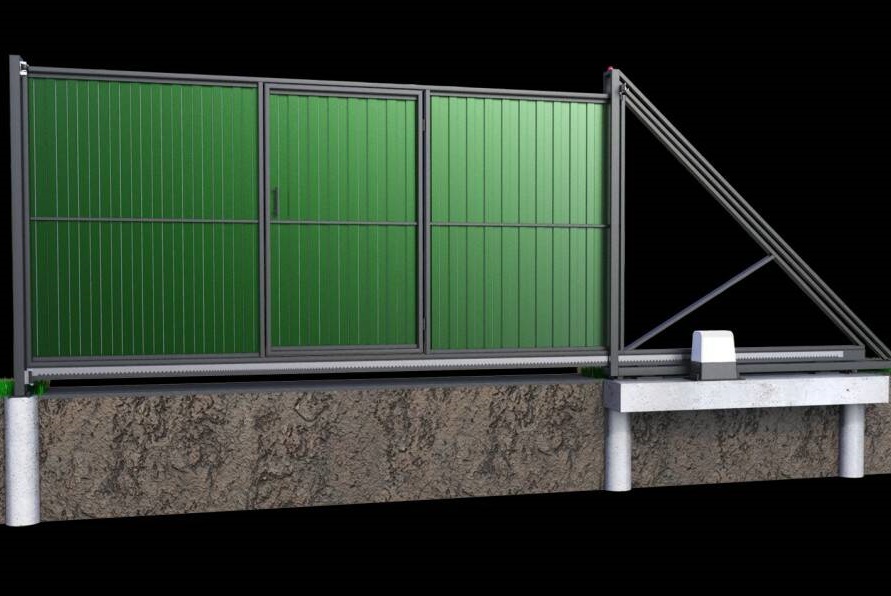 Ворота откатные с калиткой №12