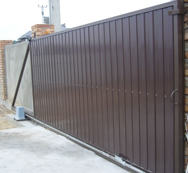 Ворота откатные с профнастилом №11