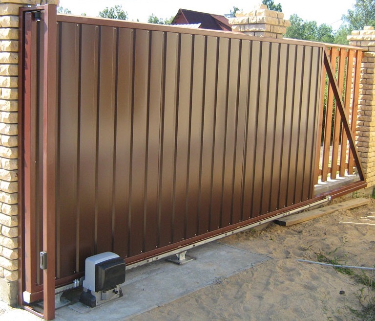 Ворота откатные с профнастилом №16